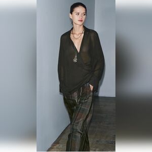 Zara ASYMMETRIC WRAP WOOL BLEND TOP ZW COLLECTION(S)